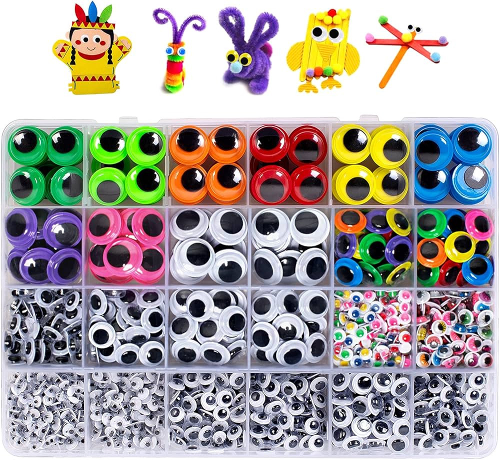 1580pcs Googly Eyes Self Adhesive for Crafts, Craft Sticker Wiggle Eyes with Multi Colored and Si... | Amazon (US)