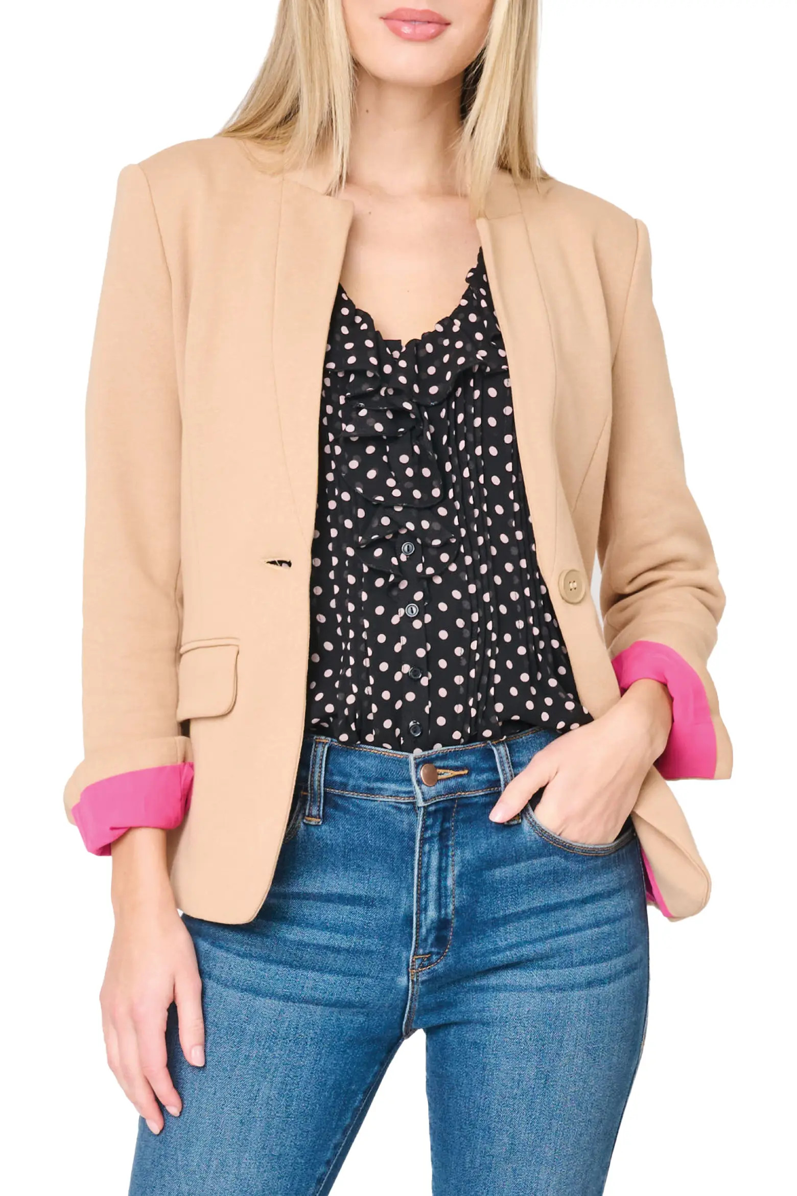 Inverted Notch Collar Cotton Blend Knit Blazer (Women) | Nordstrom | Nordstrom