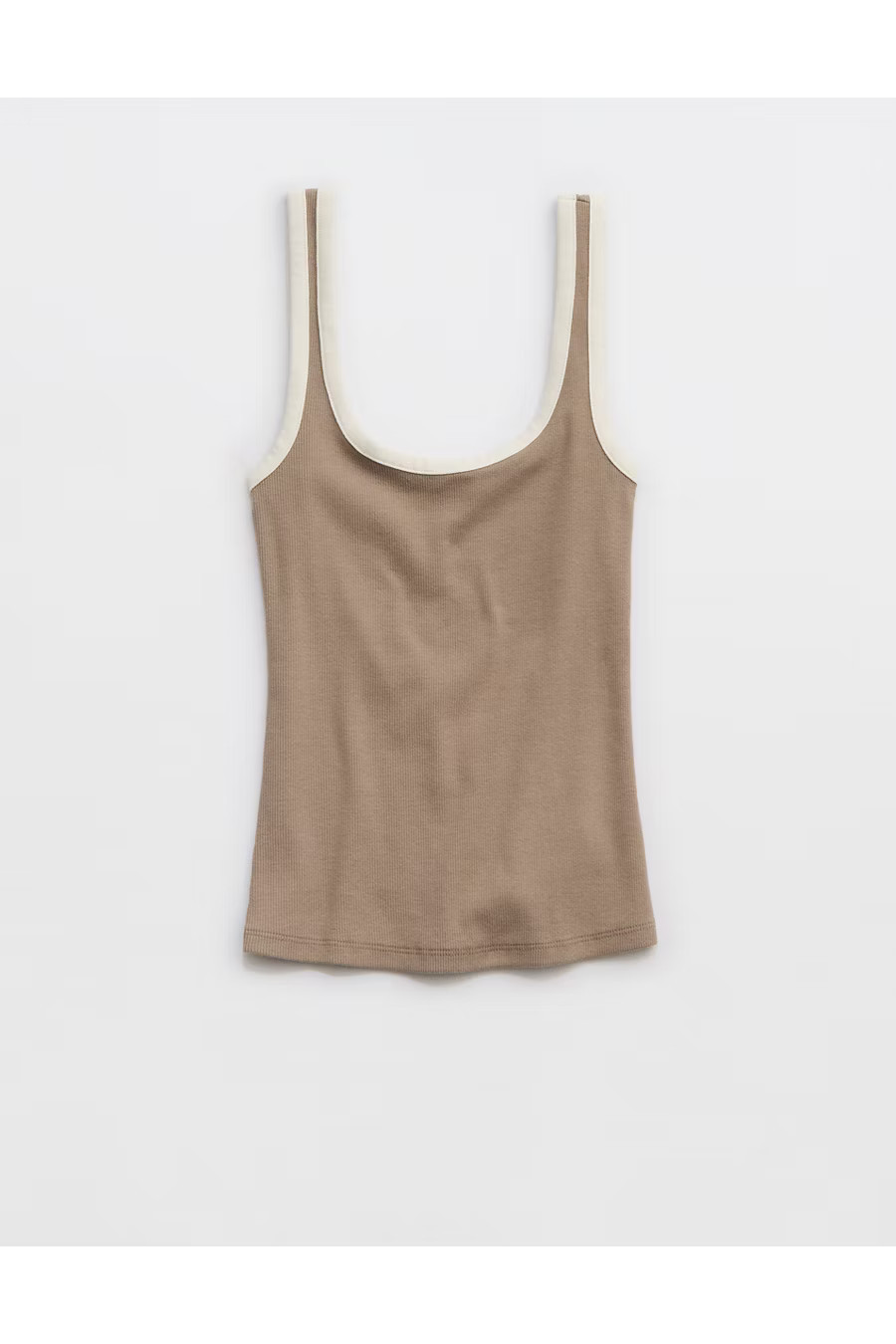 Aerie Double Scoop Neck Tank Top Women's Beige XXS | Aerie