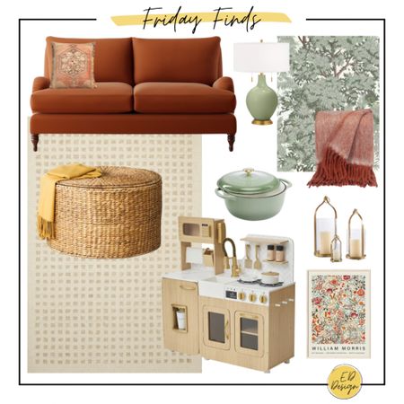 Friday finds ✨ I’m loving this jade green and burnt orange combo right now. And who says a play kitchen can’t be chic? It works beautifully with the elegant wallpaper, William morris print, and rusty cozy wool blanket. 

#LTKsalealert #LTKhome #LTKGiftGuide