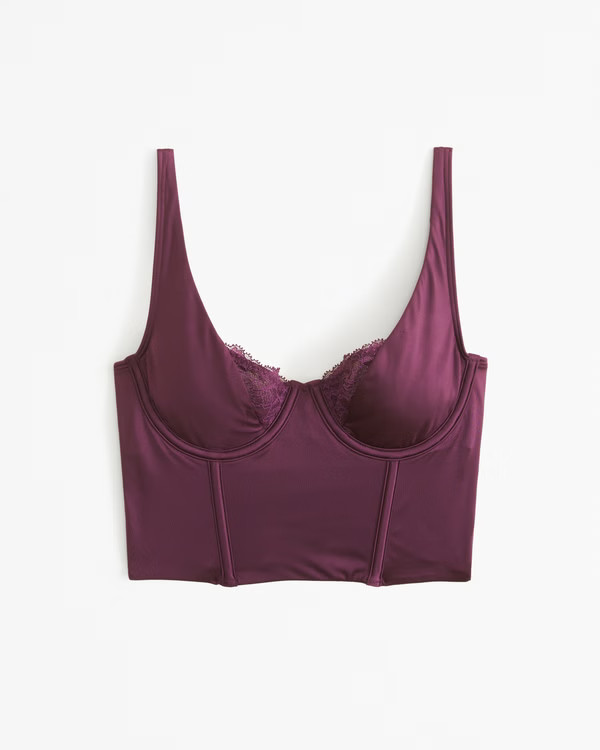 Lace and Satin Balconette Corset | Abercrombie & Fitch (US)