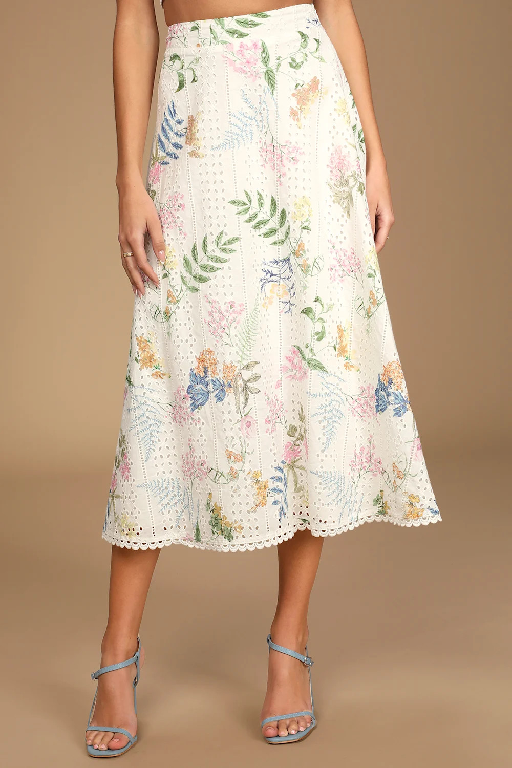 Sweet At Heart White Floral Embroidered Two-Piece Midi Dress | Lulus