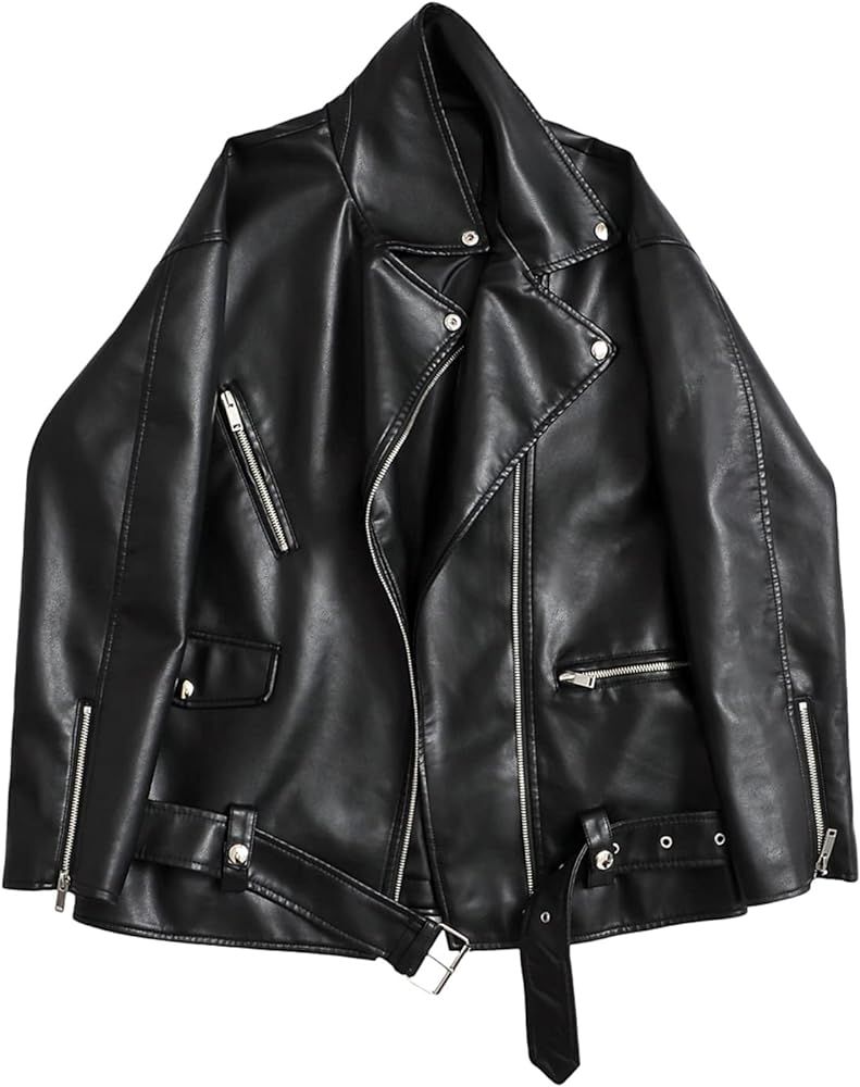 LY VAREY LIN Women Faux Leather Jacket Lapel Collar Motorcycle Zip Up Long Sleeve Motor Biker Sho... | Amazon (US)