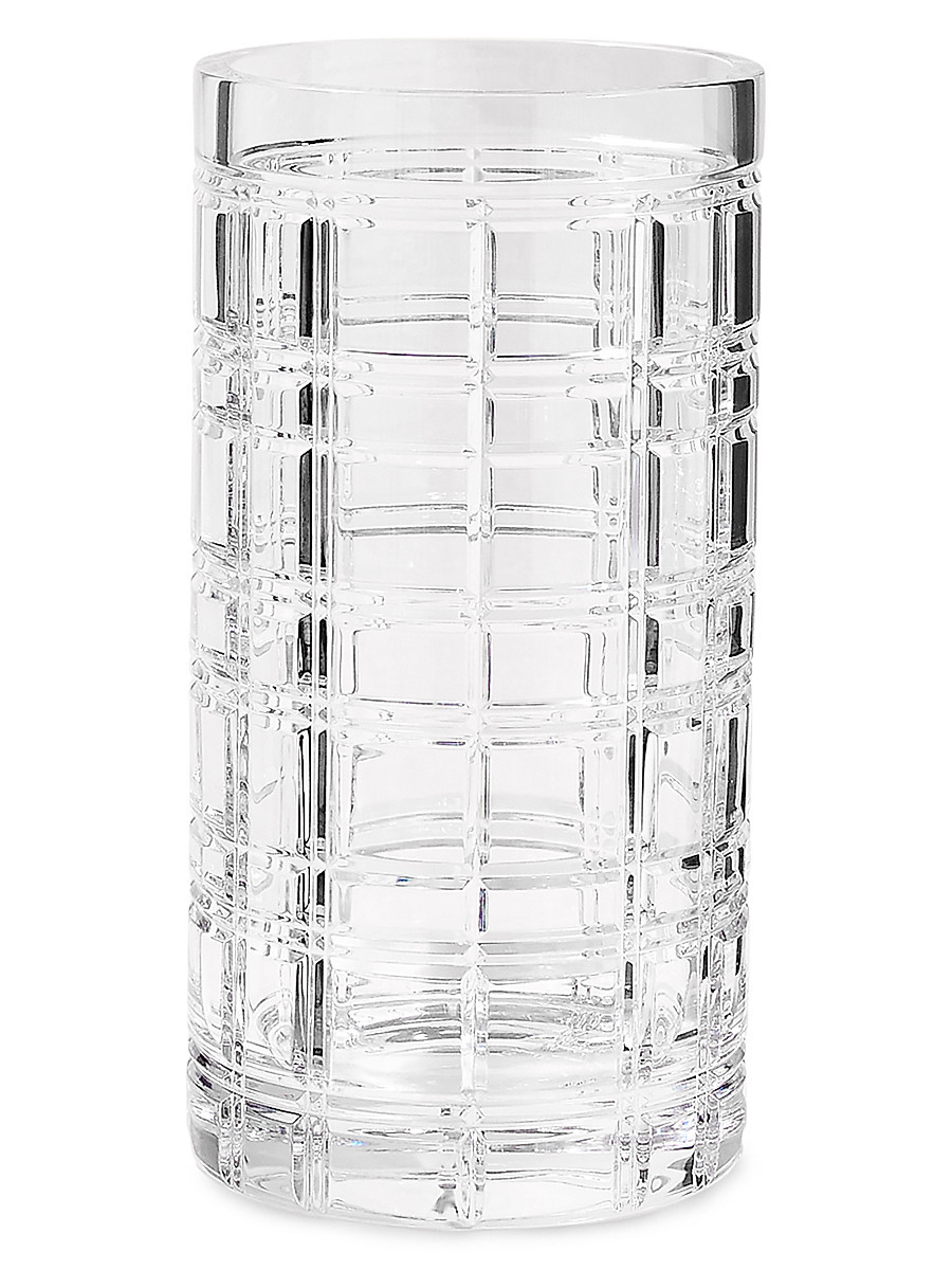Hudson Plaid Vase - Clear - Size Small | Saks Fifth Avenue