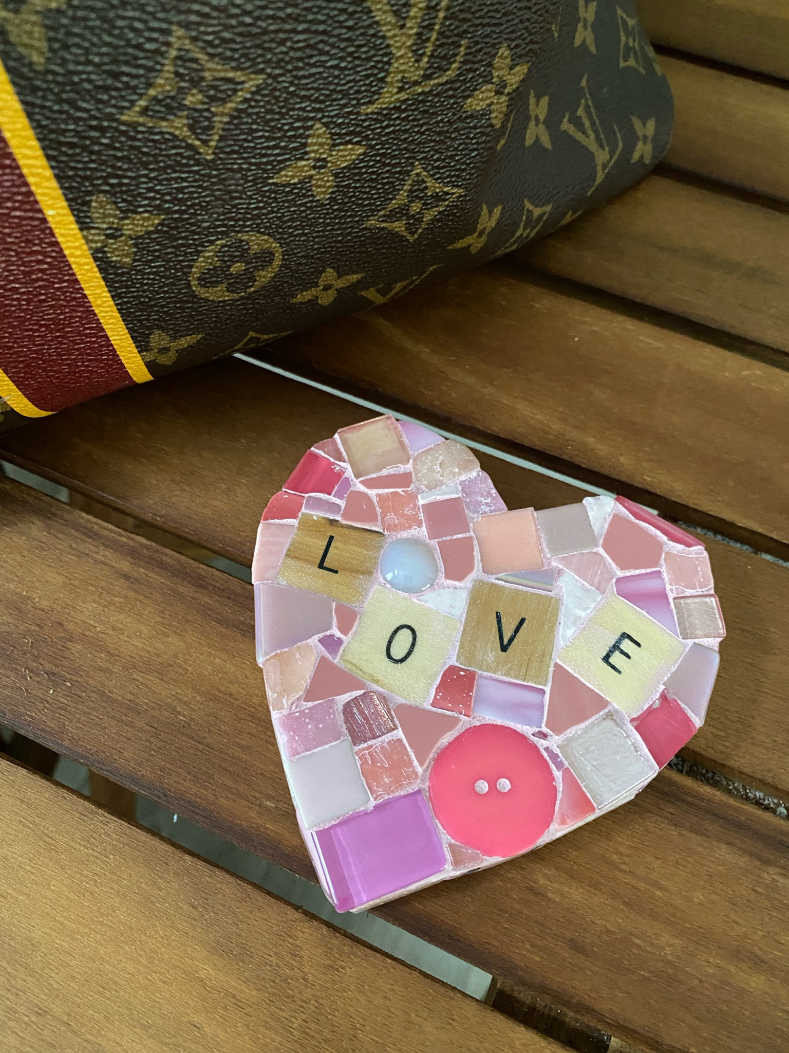 Sharing this pink heart paperweight covered in mosaic art. 🩷 It’s covered in hand-cut glass and mixed media. 🩷 For mosaic tips, tutorials, inspiration, and so much more please visit my YouTube channel: YouTube.com/julieweilbacher. Follow @julieweilbacher on Instagram for all things mosaic art. gifts for besties - heart art - paperweight - mosaics - glass heart - gifts for mom - gifts for sisters - mosaic art - pink heart art - LOVE heart - Louis Vuitton Neverfull - purse - hand painted Louis Vuitton purse

#LTKGiftGuide 

#LTKhome