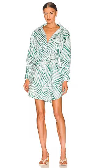 Bree Cotton Shirt Dress in Pine Zebra | Revolve Clothing (Global)