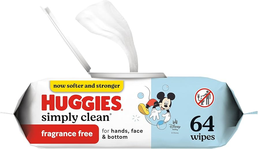 Huggies Simply Clean Unscented Baby Diaper Wipes, 1 Flip-Top Pack (64 Wipes Total), Packaging May... | Amazon (US)