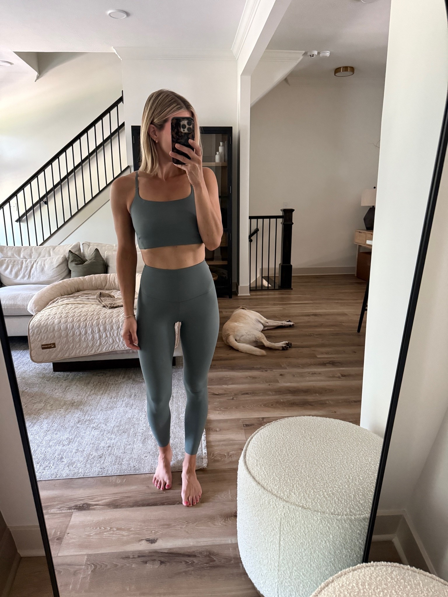 Wearing xs leggings, small sports bra