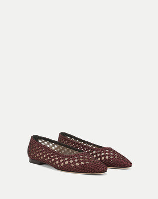 Veronica Beard Cienna Woven Satin Flat Pinot Noir | Veronica Beard