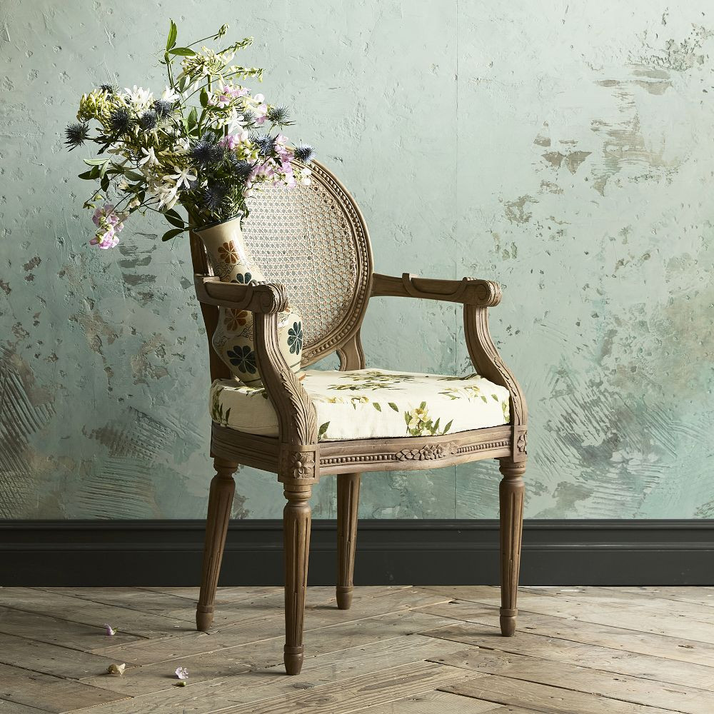 Carved Cane Distressed Chair | GreenRow