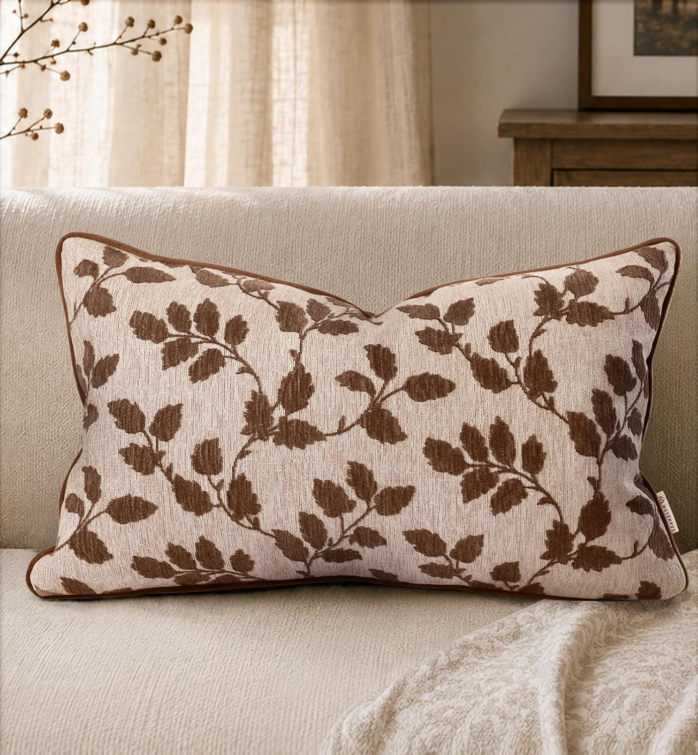 Chenille Throw Pillow Cover, 20x12 Inch, Autumn Leaves | Amazon (US)