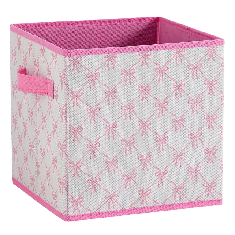Urban Shop Petals and Pearls Collapsible Storage Cube, Ribbon Pink | Walmart (US)