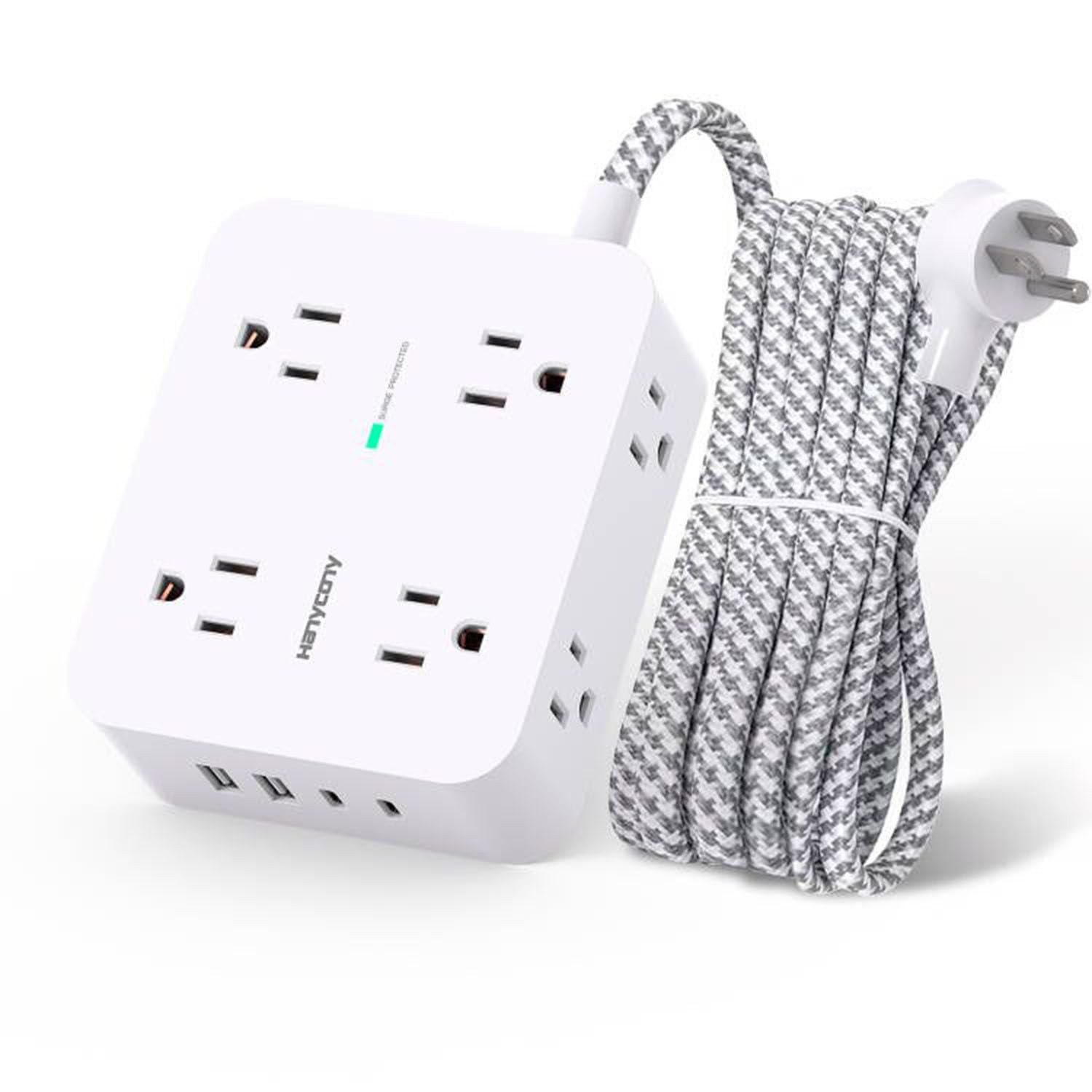 Surge Protector Power Strip - HANYCONY 8 Outlets 4 USB (2 USB C) Charging Ports, Multi Plug Outle... | Amazon (US)