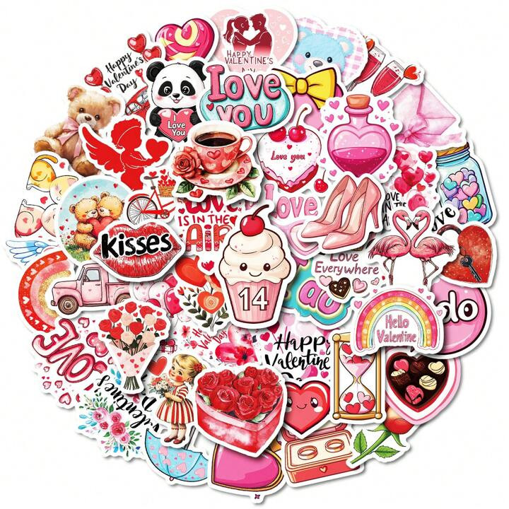 50 Pcs Valentines Series Graffiti Waterproof Stickers For Phone Cases, Skateboards, Notebooks, De... | SHEIN