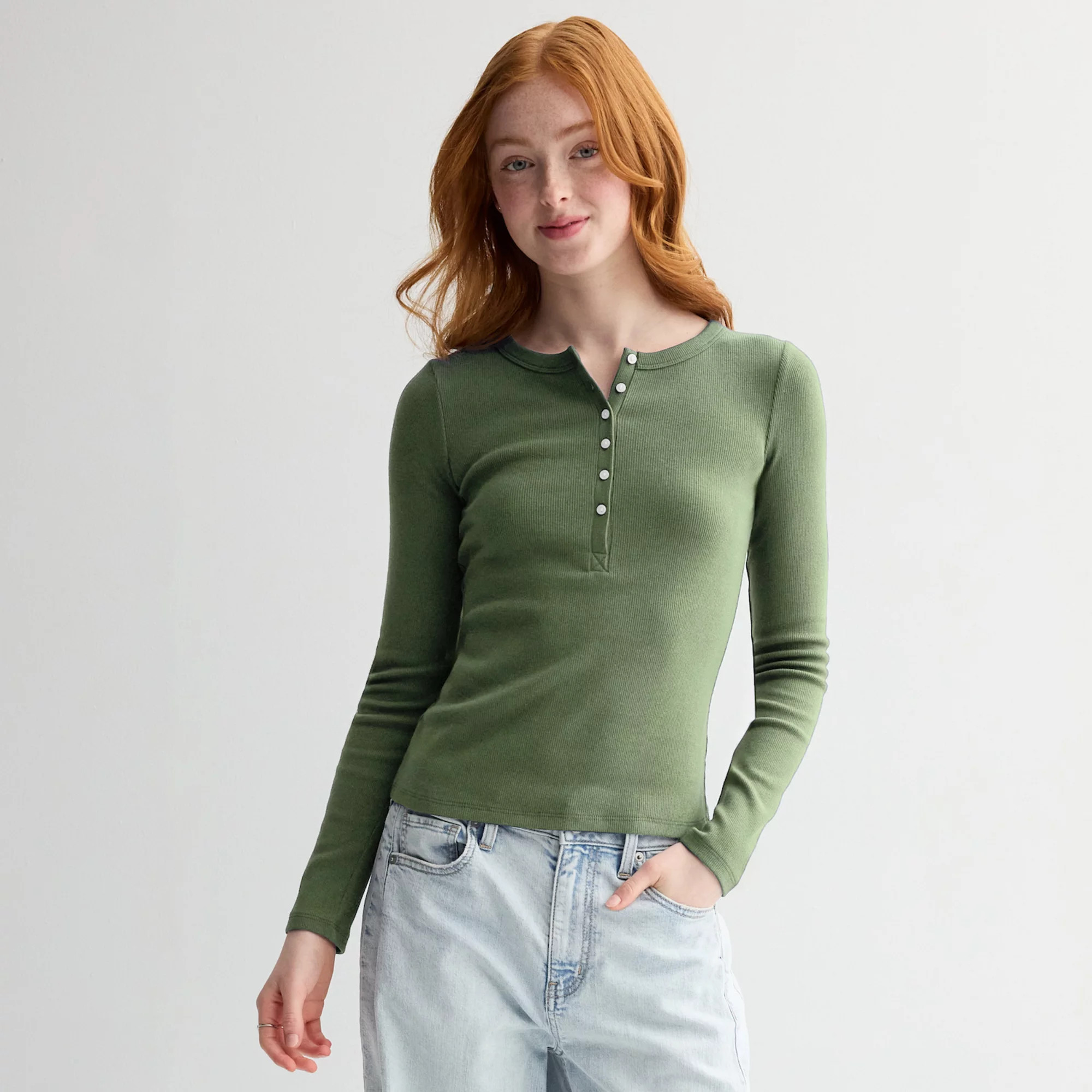 Juniors' SO® Long Sleeve Henley Top | Kohl's