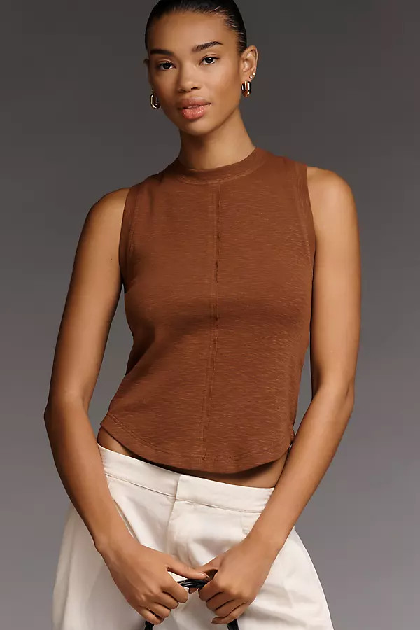 Pilcro Cotton Blend Split Graphic Tank Top | Anthropologie (US)