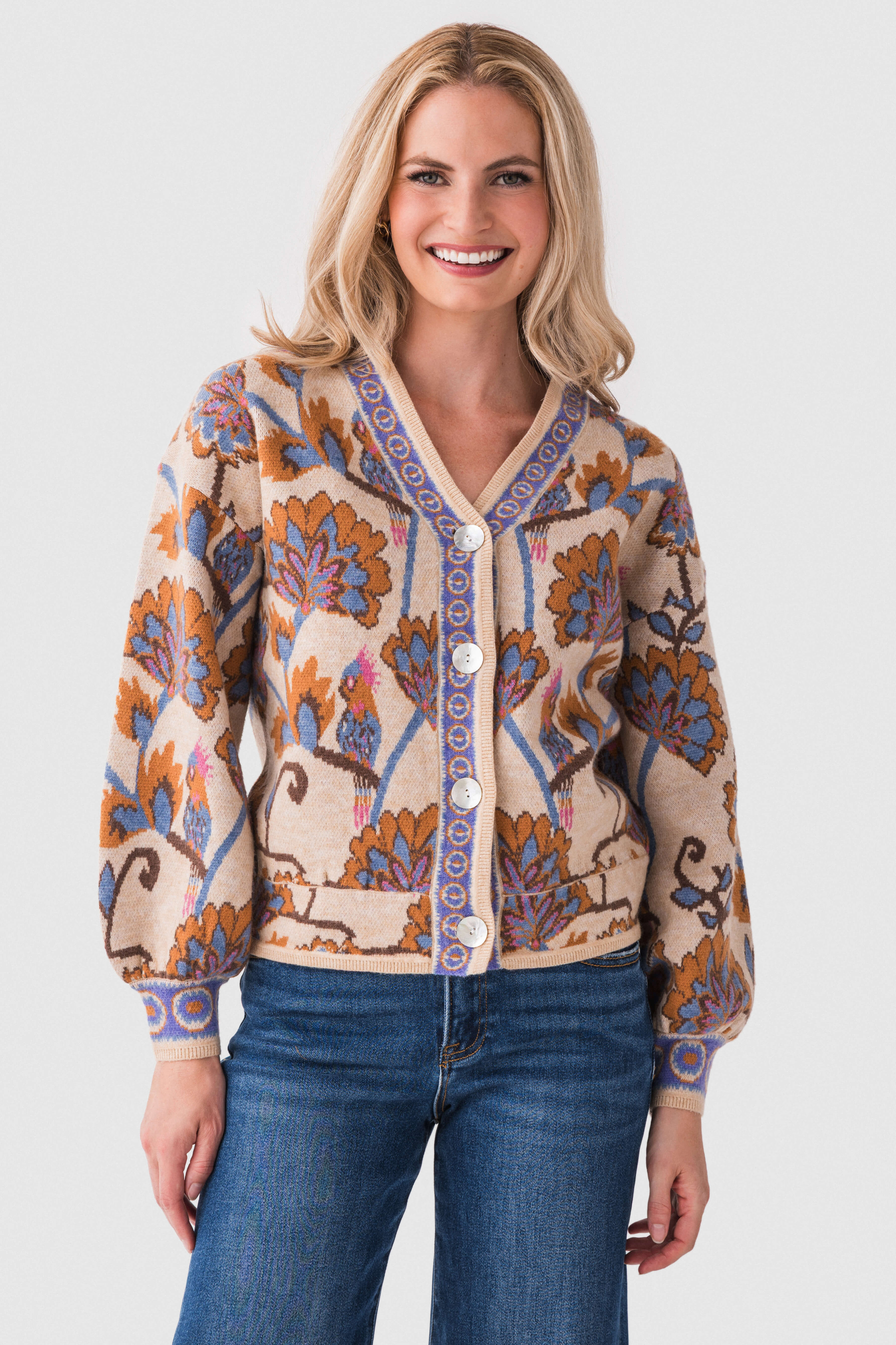 Fate Floral Jacquard Cardigan | Social Threads