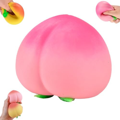 Peach Squishy, Squishy Peach, Stress Relief Soft Simulation Peach Squeeze Fruit Toys, Portable Decompression Toys for Adults (Pink) | Amazon (US)