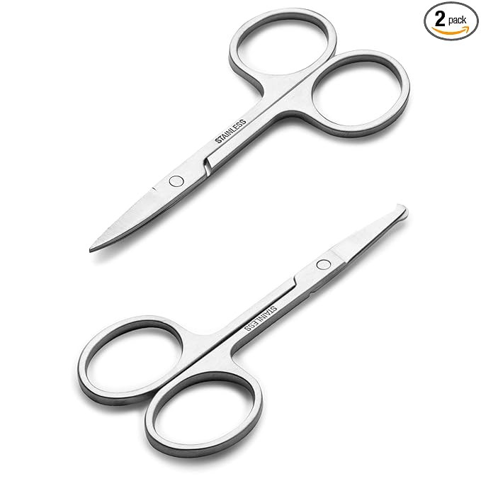 Facial Hair Small Grooming Scissors For Men Women - Eyebrow, Nose Hair, Mustache, Beard, Eyelashe... | Amazon (US)