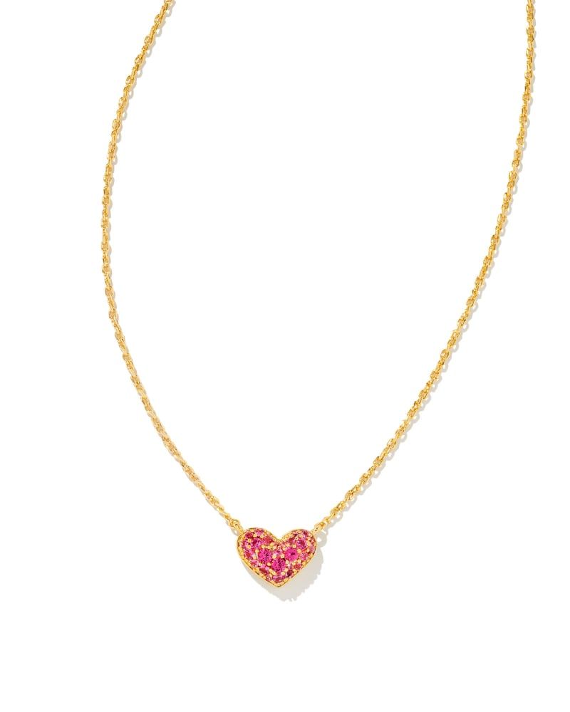 Ari Gold Pave Crystal Heart Necklace in Pink Crystal | Kendra Scott | Kendra Scott