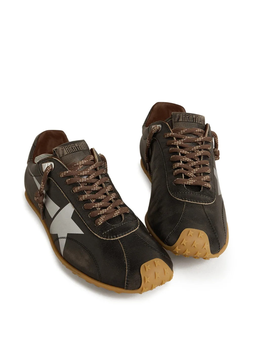 Golden Goose Marathon Speed Leather logo-printed Sneakers | Brown | FARFETCH UK | Farfetch Global