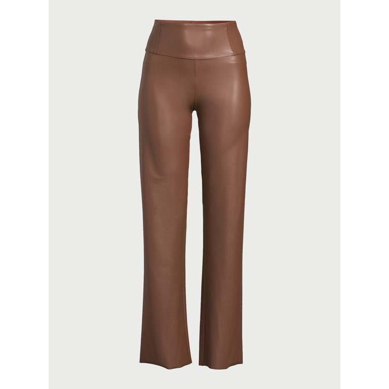 Sofia Jeans Women's Faux Leather Bootcut Pants, 32.5" Inseam, Sizes XS-2XL | Walmart (US)