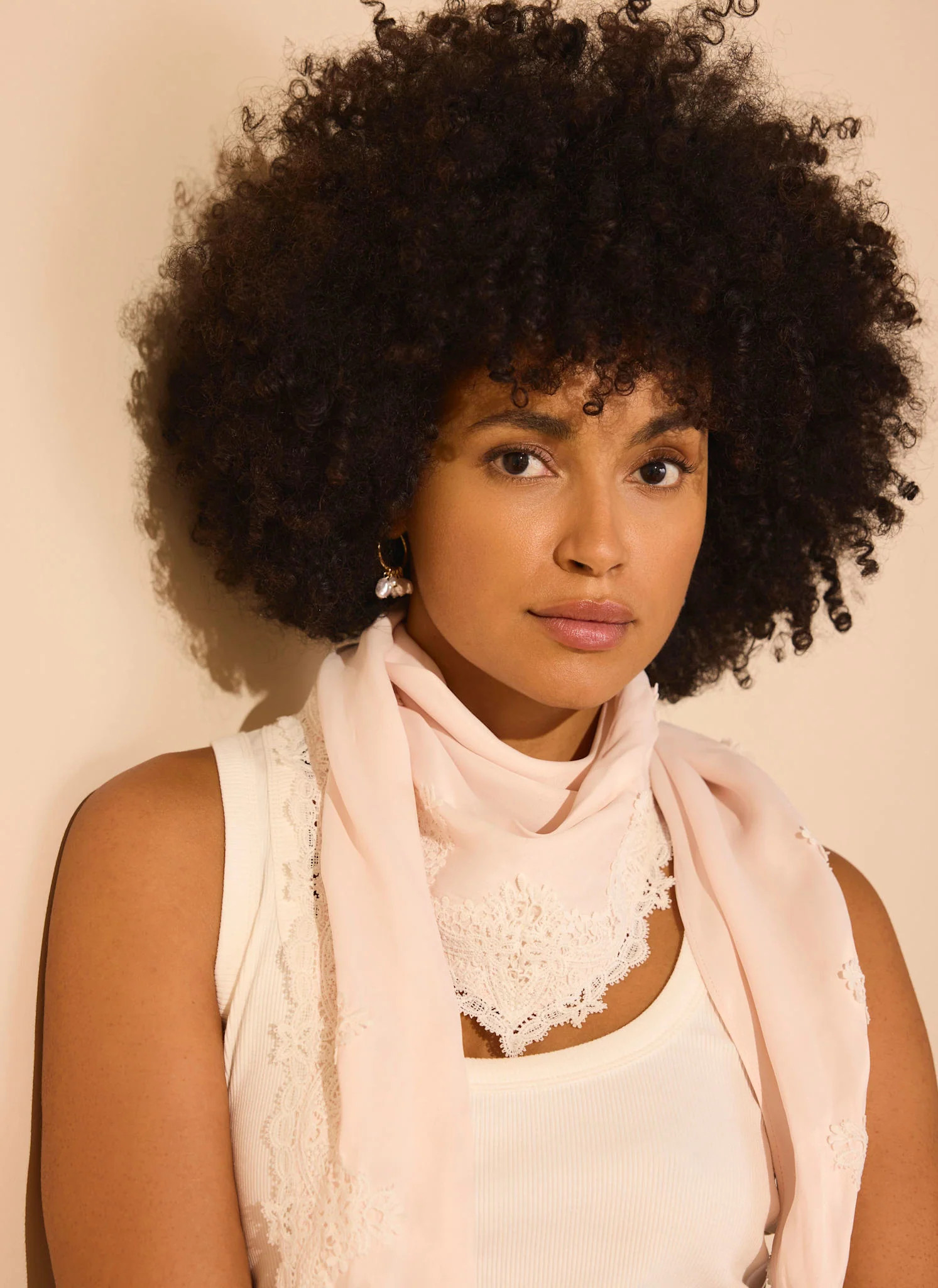 Pink Lace Trim Scarf | Mint Velvet
