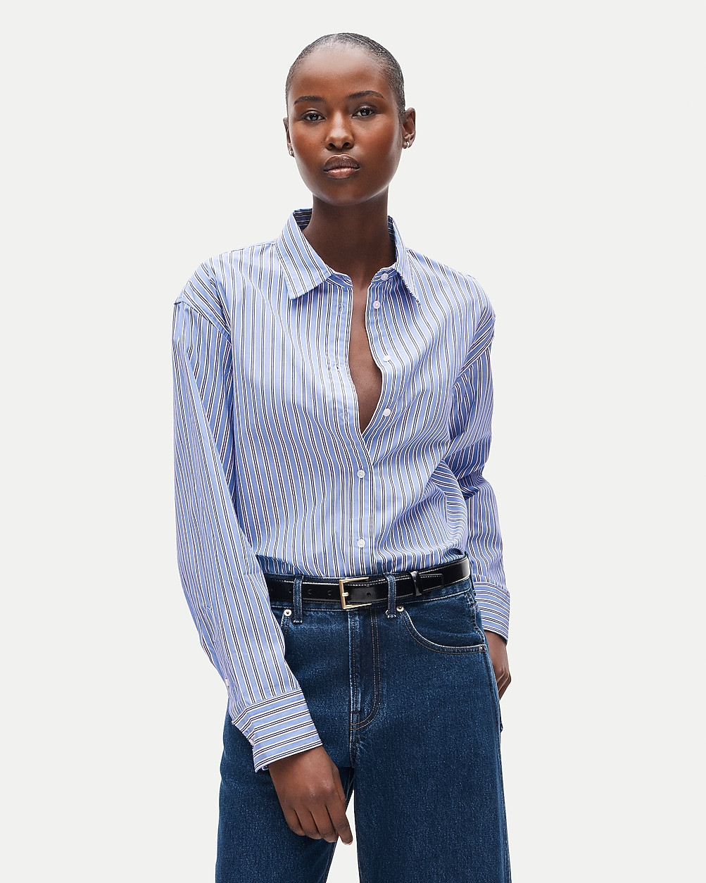 Esme relaxed-fit button-up shirt in striped cotton poplin | J. Crew US