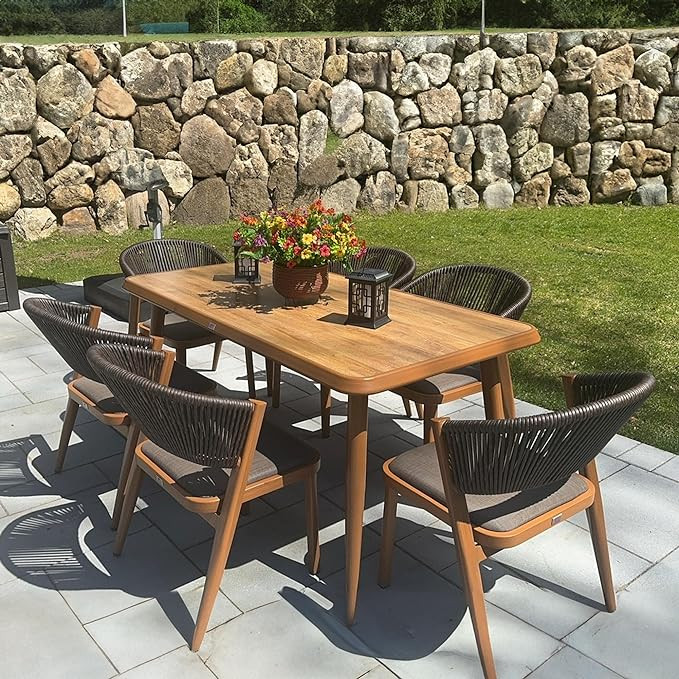 PURPLE LEAF 7 Pieces Outdoor Dining Set All-Weather Wicker Outdoor Patio Furniture with Table All... | Amazon (US)