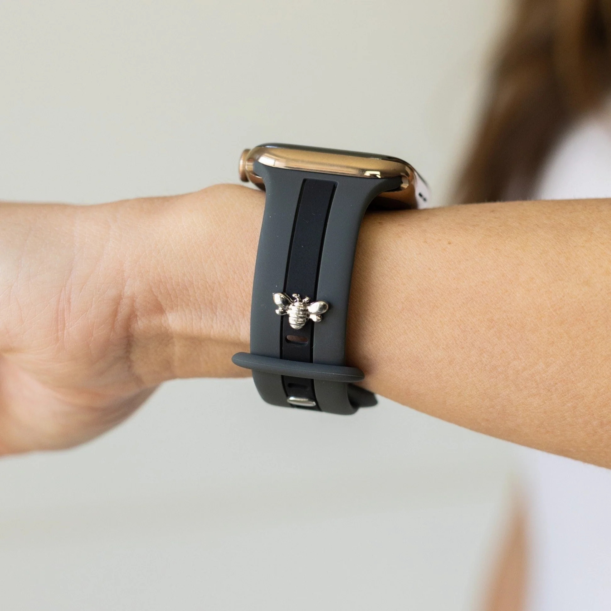 Honey Bee Me Gray and Black Apple Band | StrawberryAvocados