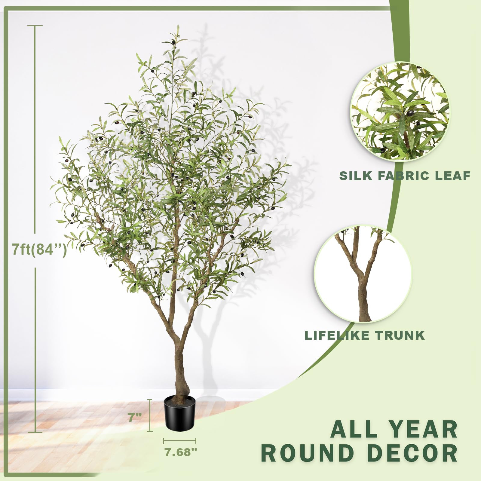Olive Trees Artificial Indoor - Faux Olive Tree 7ft with Large Olive Branches and Lifelike Fruits... | Amazon (US)