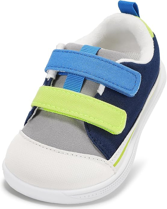 STQ Toddler Wide Toe Box Shoe Boy Girl Barefoot Sneakers First Walk | Hook and Loop, Canvas, Non-... | Amazon (US)