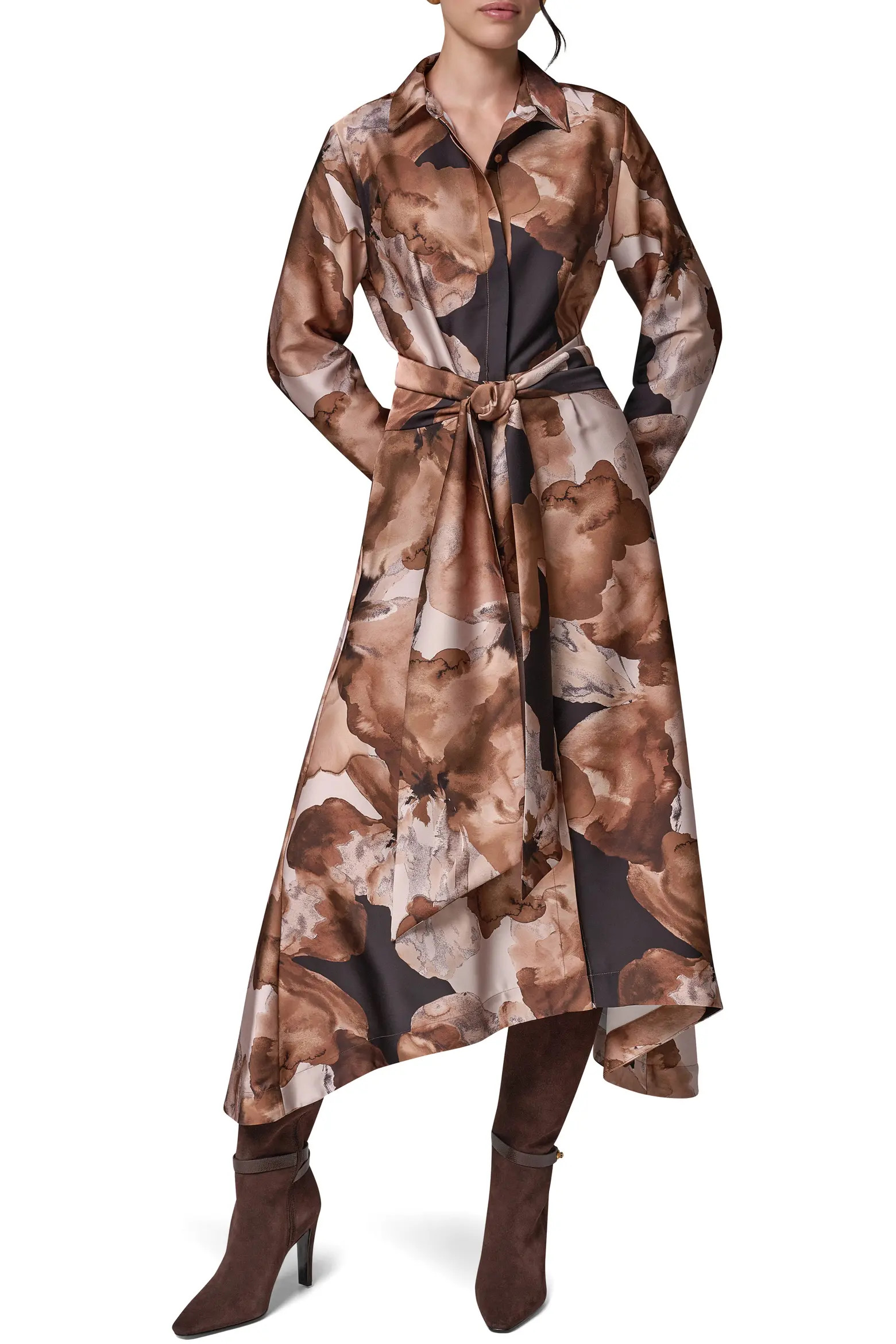 Donna Karan New York Long Sleeve Shirtdress with Tie Waist (Women) | Nordstrom | Nordstrom
