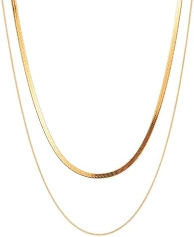 Herringbone Necklace for Women Dainty Gold Necklace for Women Chunky Gold Necklace Gold Snake Cha... | Amazon (US)