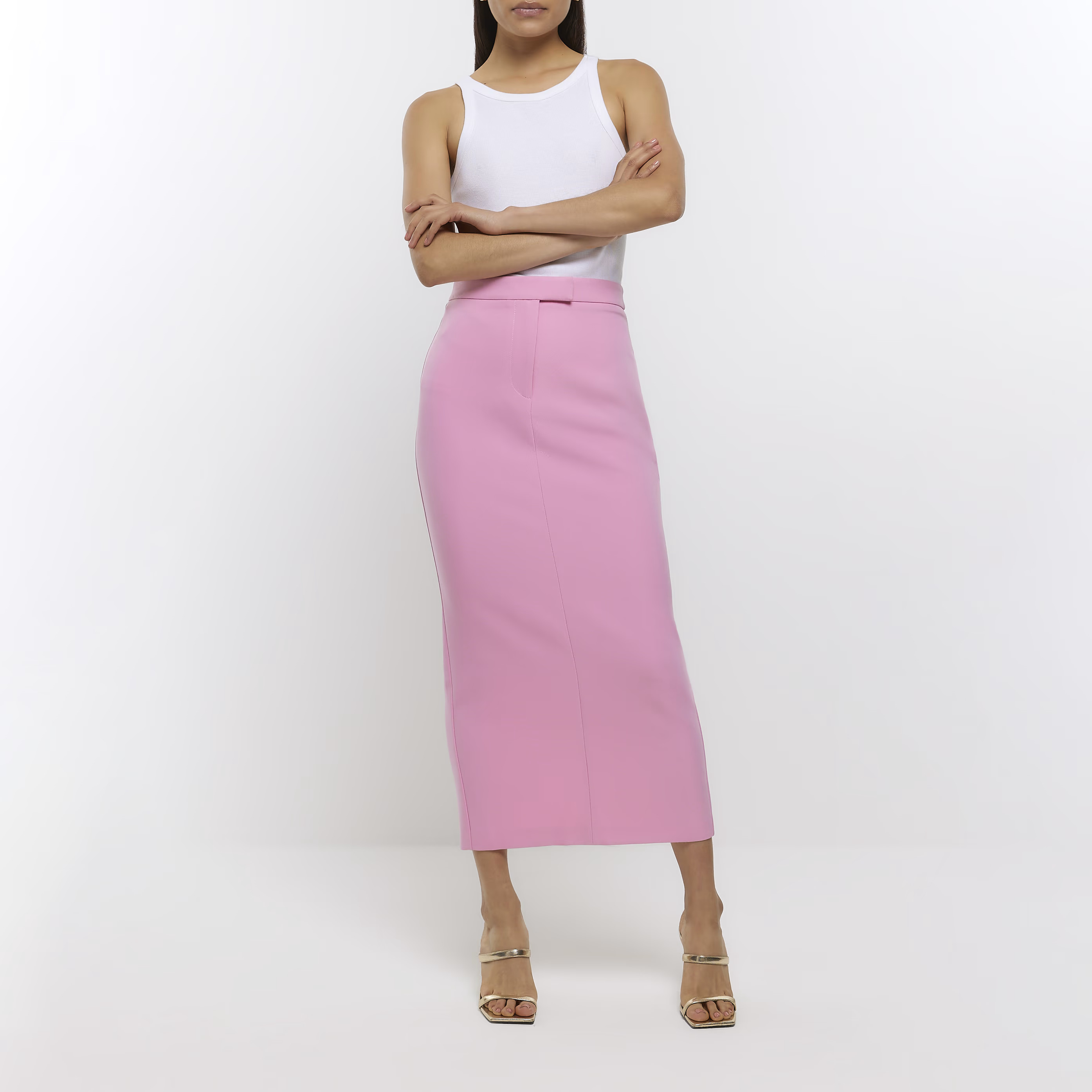 River Island Womens Pink Pencil Tailored Maxi Skirt | River Island (UK & IE)