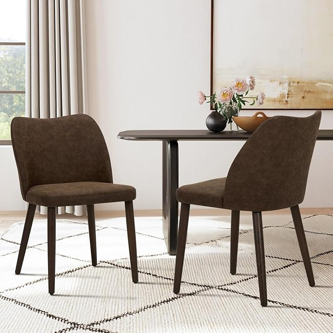 COLAMY Upholstered Dining Chairs Set of 2, Modern PU Leather Dining Room Kitchen Side Chair with ... | Amazon (CA)