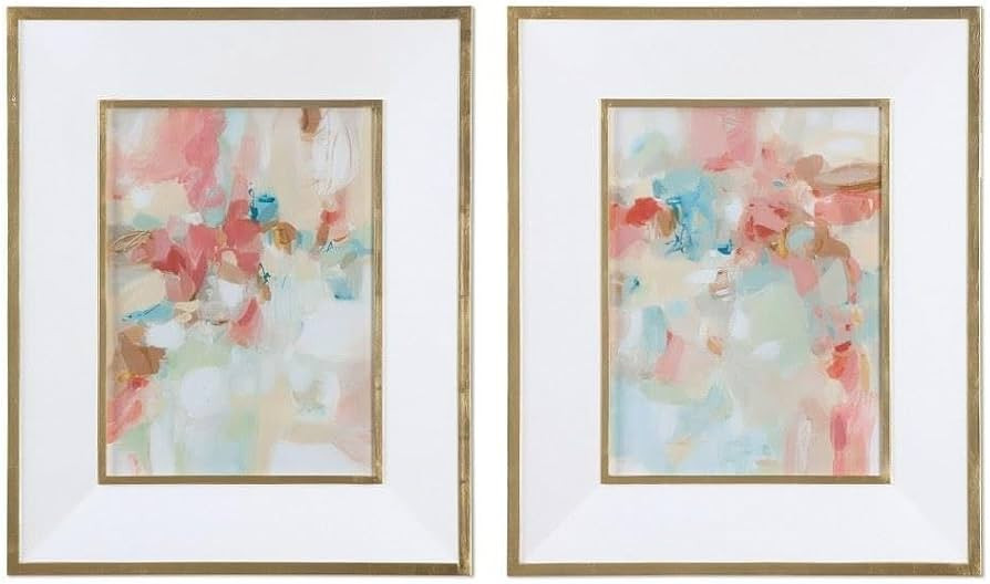 A Touch Of Blush And Rosewood Fences - 33.63 inch Abstract Art (Set of 2) | Amazon (US)