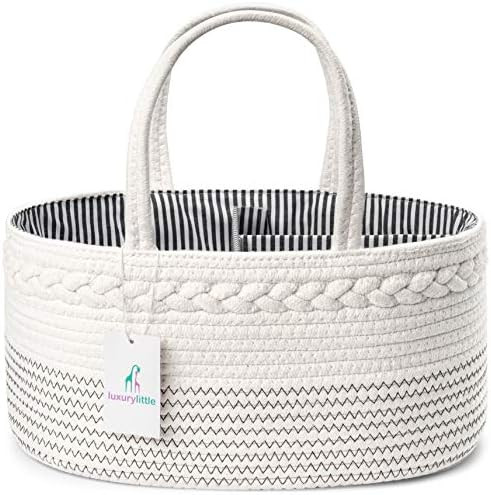 Luxury Little Baby Diaper Caddy Organizer - Rope Nursery Storage Bin for Boys and Girls - Large T... | Amazon (US)