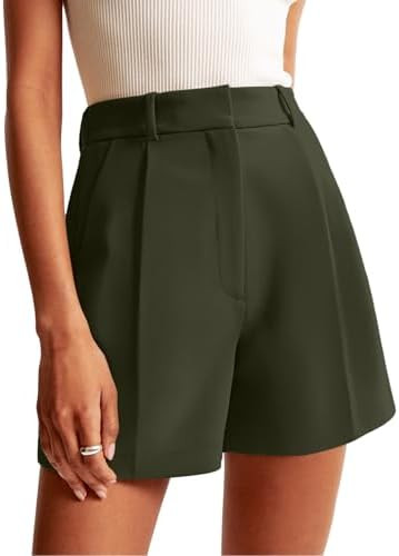 NIMIN Womens High Waisted Shorts Tailored Trouser Dress Shorts with Pockets | Elastic Waistband F... | Amazon (US)