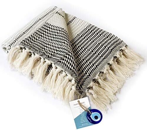 Luxury Fringe Throw Blanket Decorative Lightweight 100% Cotton |40”x71”| for Chair Couch, Boh... | Amazon (US)