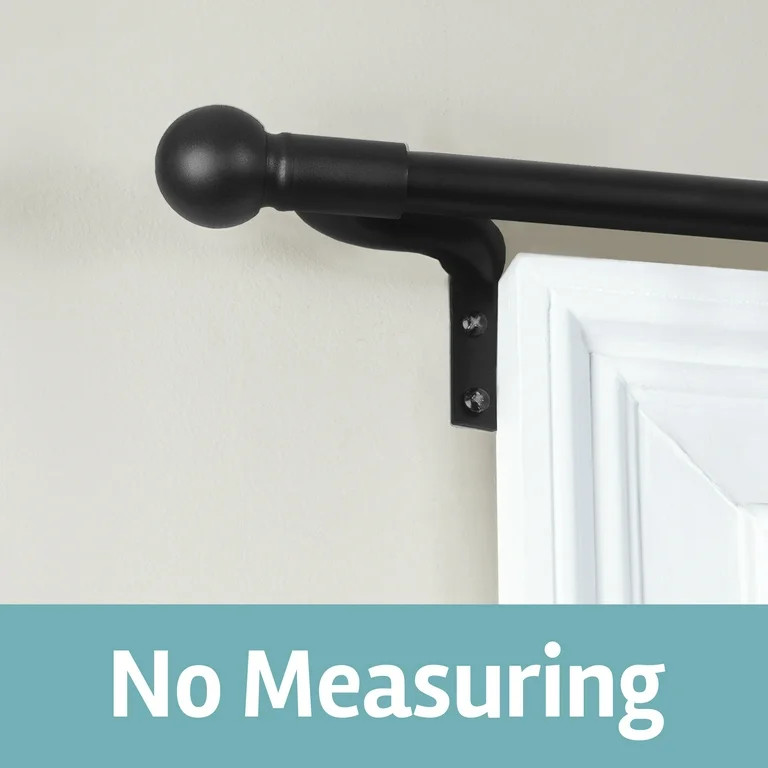 Smart Rods 1" Black Adjustable Tension Single Curtain Rod, 48"-120" | Walmart (US)