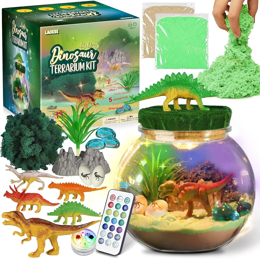 Dinosaur Terrarium Kit for Kids - Dino Kid Crafts with DIY Moon Lamp Painting Kit - Birthday Gift... | Amazon (US)
