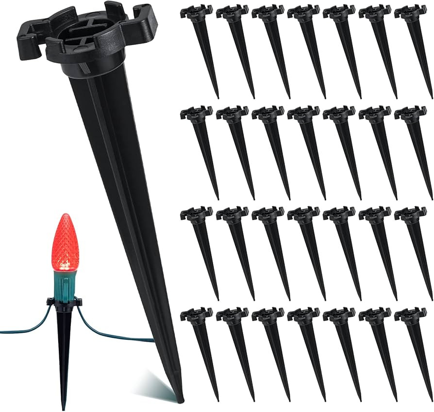 100-Pack Plastic Light Stakes, 4.5 Inch Christmas Yard Stakes for C7 C9 Christmas Lights Outdoor,... | Amazon (US)