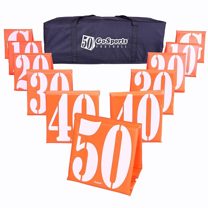 GoSports Football Field Yard Line Markers - Set of 11, High Visibility Weighted Yardage Markers w... | Amazon (US)