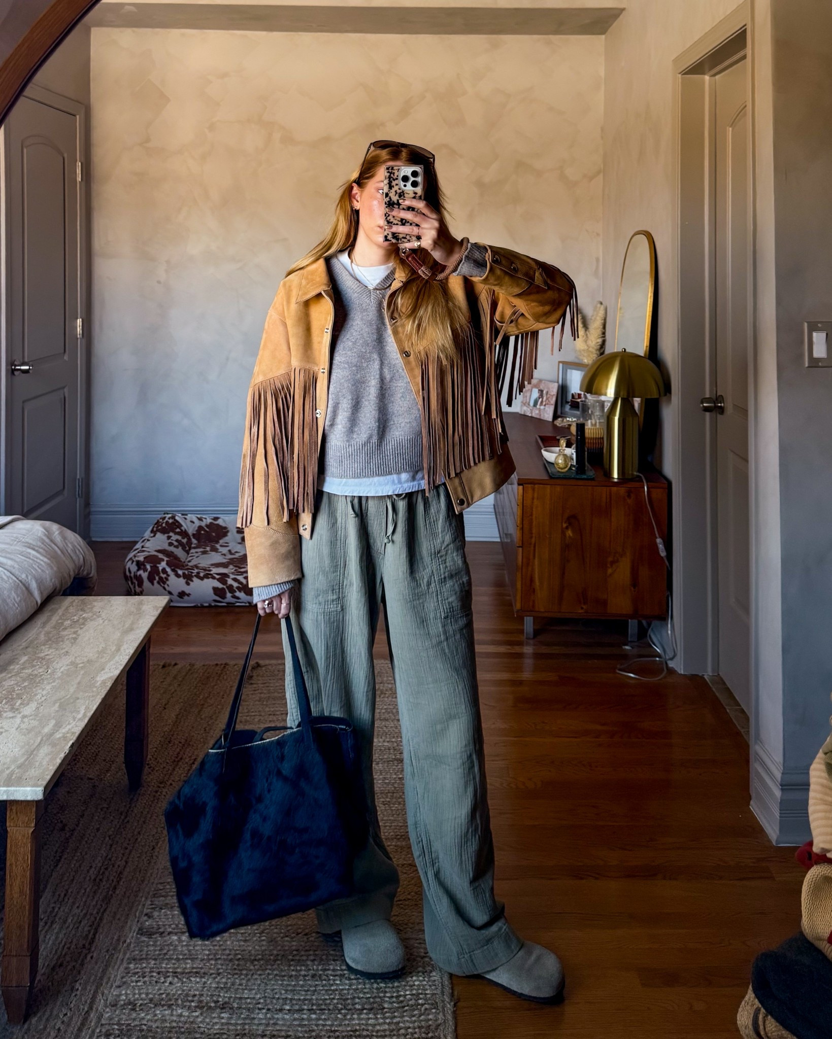 Bag is vintage, jacket is Understated Leatherr