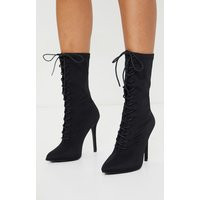Black Lace Up Front Sock Boots | PrettyLittleThing CAN