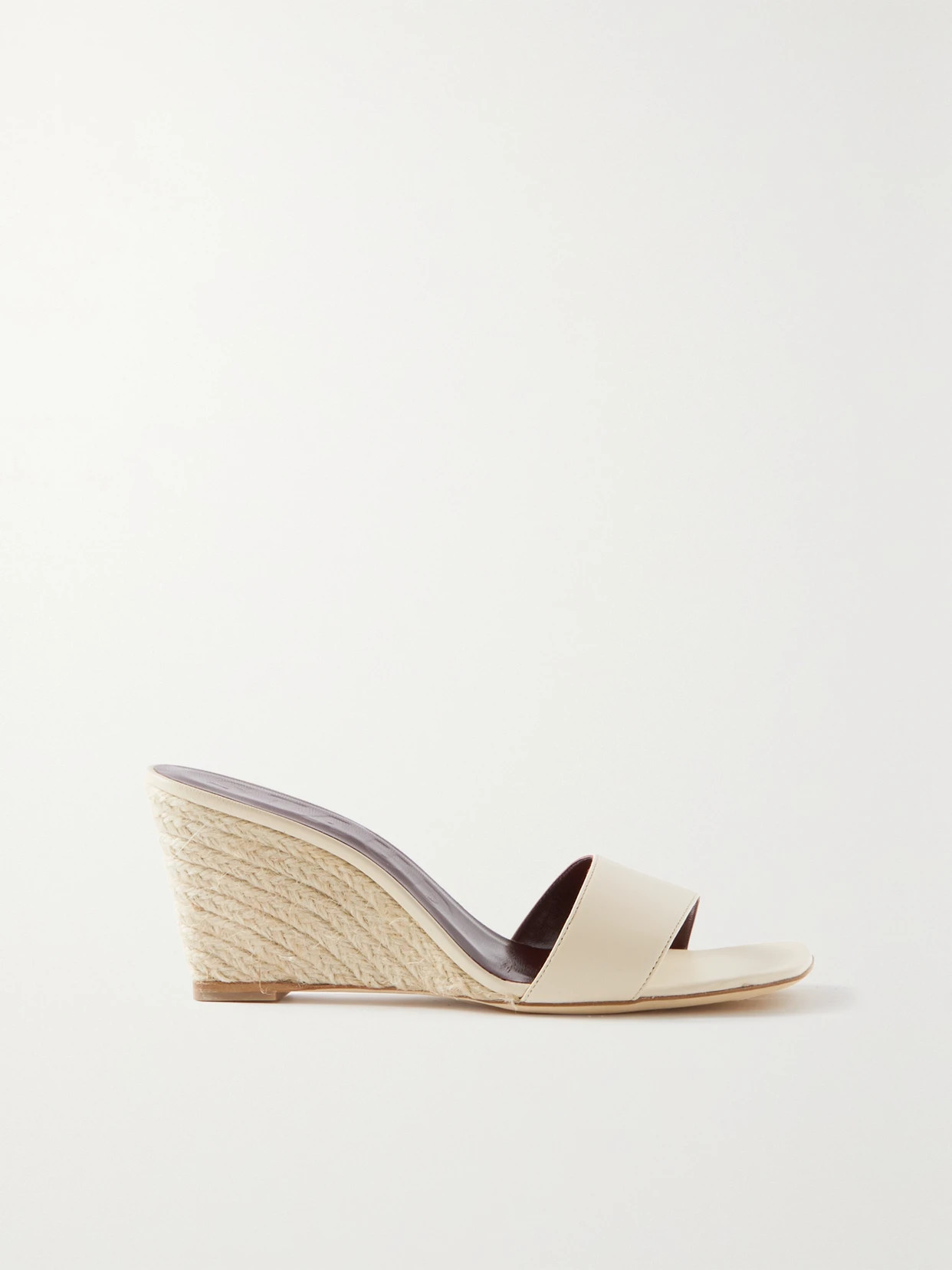STAUD - Billie Leather Espadrille Wedge Mules - Cream | NET-A-PORTER (US)