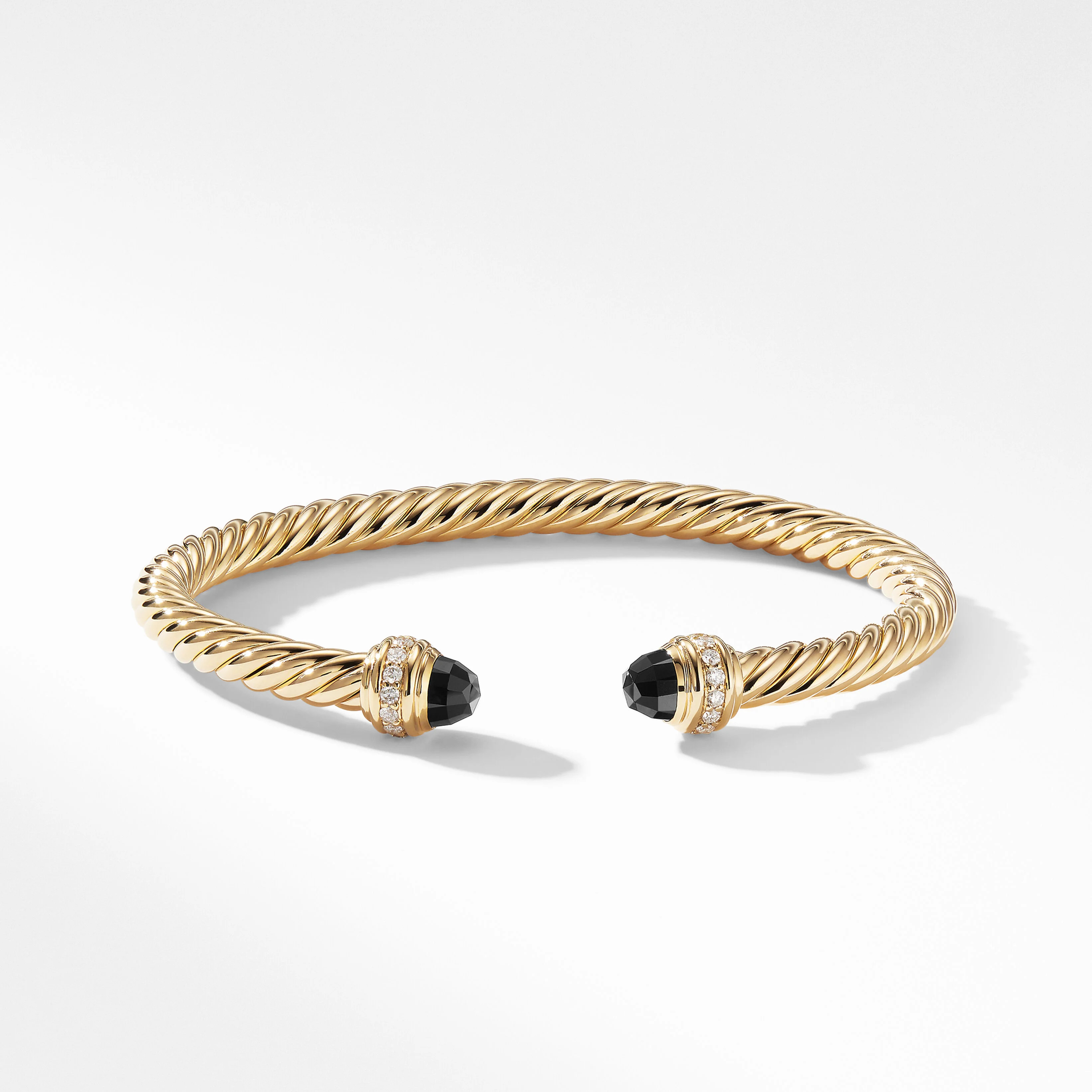 Cable Classics Bracelet in 18K Yellow Gold with Black Onyx and Pavé Diamonds | David Yurman