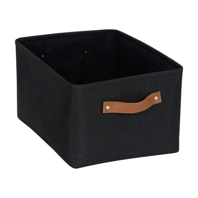 Mainstays Black Canvas Storage Basket with Handles - Walmart.com | Walmart (US)