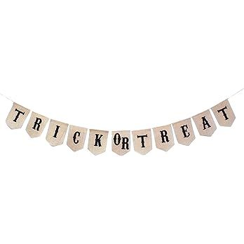 Mandala Crafts Halloween Banner - Trick or Treat Halloween Burlap Banner Pennant Garland Bunting ... | Amazon (US)
